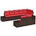 Set Divano da Giardino 8 pz Marrone e Rosso Poly Rattan - Foto miniatura 1