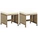 Sgabelli Da Giardino 2 Pz Con Cuscini In Polyrattan Beige - Foto miniatura 1