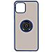 Cover Iphone 12 Mini Bimateriale Anello In Metallo Funzione Supporto Blu - Foto miniatura 1
