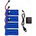 4 Pcs 25c 3.7v 380mah Batterie Per Drone Con 1pc Caricatore Per Hubsan X4 H107 H107l H107c H107d V252 Jxd 385 Rc - Foto miniatura 1