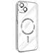 Cover Magsafe Per Iphone 14 Silicone Protezione Fotocamera Bordo Cromato Argento - Foto miniatura 3