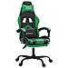 Sedia da Gaming Girevole con Poggiapiedi Nero Verde Similpelle - Foto miniatura 1