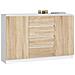 Cassettiera K160, 2 ante e 4 cassetti, 160x40x99 cm, Colore Bianco e Sonoma Quercia - Foto miniatura 1