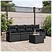 Set Divani Da Giardino 5 Pz Con Cuscini In Polyrattan Nero - Foto miniatura 1