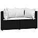 Divani Angolari da Giardino con Cuscini 2pz in Polyrattan Nero - Foto miniatura 1
