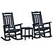 Set Lounge Giardino  3 Pezzi Blu Navy HDPE, Sedia Dondolo  Blu Navy 70x92x108 cm HDPE, Tavolo Laterale  Blu Navy 38x38x46 cm HDPE - Foto miniatura 1