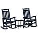 Set Lounge Giardino  3 Pezzi Blu Navy HDPE, Sedia Dondolo  Blu Navy 70x92x108 cm HDPE, Tavolo Laterale  Blu Navy 38x38x46 cm HDPE - Foto miniatura 3