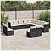 Set Divani da Giardino 13pz con Cuscini Nero in Polyrattan - Foto miniatura 2