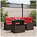 Set Divano da Giardino 5 pcs Marrone e Rosso polyrattan - Foto miniatura 2