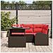 Set Divano da Giardino 5 pcs Marrone e Rosso polyrattan - Foto miniatura 3
