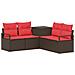 Set di divani 5 pz Marrone e Rosso Rattan sintetico e Acciaio - Foto miniatura 1