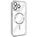 Cover Magsafe Per Iphone 14 Pro Max Silicone Protezione Fotocamera Bordo Argento - Foto miniatura 2