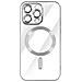 Cover Magsafe Per Iphone 14 Pro Max Silicone Protezione Fotocamera Bordo Argento - Foto miniatura 1