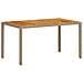 Tavolo Da Giardino Beige 150x90x75 Cm In Polyrattan E Acacia - Foto miniatura 2