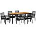 Set da Pranzo da Giardino 7 Pezzi con Cuscini Nero Poly Rattan - Foto miniatura 1