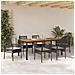 Set da Pranzo da Giardino 7 Pezzi con Cuscini Nero Poly Rattan - Foto miniatura 4