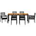 Set da Pranzo da Giardino 7 Pezzi con Cuscini Nero Poly Rattan - Foto miniatura 7