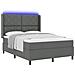 Letto a molle con materasso Grigio scuro 140 x 200 cm Tessuto - Foto miniatura 3