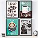 Set Di 4 Stampe Set Lenzuola Per Caffè. Poster Di Tipi Di Caffè. Caffè Colorato 1 Senza Cornice A3 - Foto miniatura 1