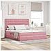 Letto con Contenitore con materasso Rosa 200 x 200 cm Velluto - Foto miniatura 2