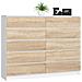 Cassettiera K160, 10 cassetti, 160x40x121 cm, Colore Bianco e Sonoma Quercia - Foto miniatura 1