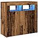 Credenza Con Luci Led Legno Antico 80x35x75 Cm In Truciolato - Foto miniatura 3