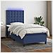 Letto a Molle con Materasso e LED Blu 90x200 cm in Tessuto - Foto miniatura 5