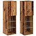 Mobili Porta TV con Luci LED 2 pz Legno Antico 30,5x30x102 cm - Foto miniatura 4