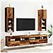 Mobili Porta TV con Luci LED 2 pz Legno Antico 30,5x30x102 cm - Foto miniatura 5