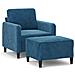Poltrona Con Poggiapiedi Blu 60 Cm In Velluto - Foto miniatura 1