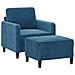 Poltrona Con Poggiapiedi Blu 60 Cm In Velluto - Foto miniatura 2