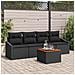 Set divani da giardino 5 pezzi con cuscini neri in polyrattan acacia - Foto miniatura 2