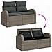 Set Divano da Giardino 7 Pezzi con Cuscini Grigio Polyrattan, Divano da Giardino a Due Posti con Ripostiglio e Cuscini Grigio Polyrattan - Foto miniatura 9