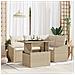 Set Divano Giardino 5 Pezzi con Cuscini Beige Poly Rattan - Foto miniatura 2