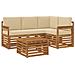 Set di divani da esterno con cuscino 5 pcs Naturale e Beige - Foto miniatura 1