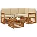 Set di divani da esterno con cuscino 5 pcs Naturale e Beige - Foto miniatura 3