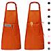 2 Confezioni Grembiule Da Cucina Impermeabile Regolabile Chef Grembiule Con Tasche Per La Casa Ristorante Artigianato Giardino Barbecue Scuola Coffee House Grembiule Per Donne Degli Uomini (arancione)  - Foto miniatura 1