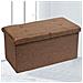 Cassapanca Pouf Contenitore Marrone Panca Sgabello Poggiapiedi Rivestimento Lino - Foto miniatura 3