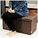Cassapanca Pouf Contenitore Marrone Panca Sgabello Poggiapiedi Rivestimento Lino - Foto miniatura 4