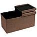 Cassapanca Pouf Contenitore Marrone Panca Sgabello Poggiapiedi Rivestimento Lino - Foto miniatura 5