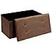 Cassapanca Pouf Contenitore Marrone Panca Sgabello Poggiapiedi Rivestimento Lino - Foto miniatura 1