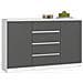 Cassettiera K160, 2 ante e 4 cassetti, 160x40x99 cm, Colore Bianco e Grigio Grafite - Foto miniatura 1