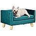 Divanetto per Cani e Gatti Stile Scandinavo con Cuscino Imbottito in Velluto e Legno, 64x45x36cm, Blu - Foto miniatura 1