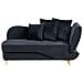 Chaise Longue Versione Destra Meri Velluto Nero Con Contenitore - Foto miniatura 2