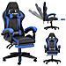 Sedia Gaming Con Poggiapiedi Telescopico, Sedia Girevole Ergonomica, Sedie Da Gamer, Schienale Regolabile 90-155°, Racing Sedia Con Cuscino Lombare & Poggiatesta, Blu - Foto miniatura 1