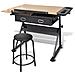 Tavolo Inclinabile Da Disegno A Due Cassetti Con Sgabello - Foto miniatura 3