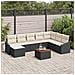 Set di Divani da Giardino di 9 Pezzi con Cuscini Nero Polyrattan Acacia - Foto miniatura 2
