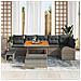 Set Divano da Giardino  9 Pezzi con Cuscini Grigio Polyrattan Acacia, Set Divano da Giardino  2 Posti con Cuscini Grigio Polyrattan, Set da Pranzo Giardino  3 Pezzi con Cuscini Grigio Polyrattan Acacia - Foto miniatura 3
