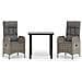 Set Salotto Giardino 3 pz con Cuscini Nero e Grigio Polyrattan - Foto miniatura 1