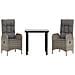 Set Salotto Giardino 3 pz con Cuscini Nero e Grigio Polyrattan - Foto miniatura 3